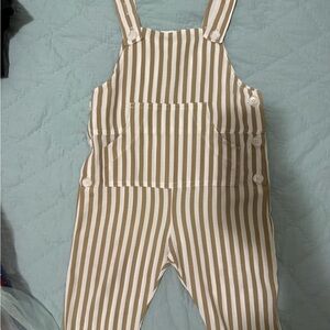 Show Me Your Mumu Striped Tan and White Kids Overalls
